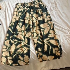 Democracy Floral Wide Leg Pants - Black and Tan